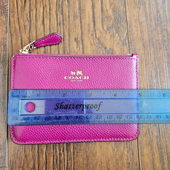Coach Crossgrain Leather Keychain Pouch Fuschia With Gold Accents NWOT - Picture 3 of 10